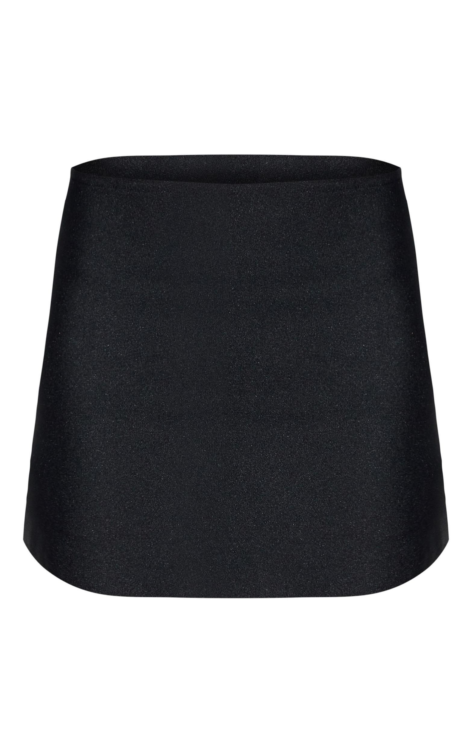 Black Knitted Tailored Mini Skirt Product Image