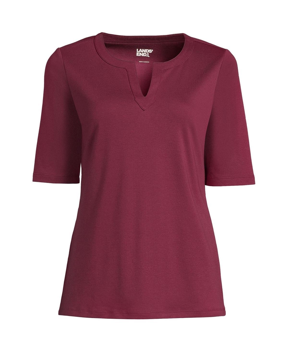 Womens Lands End Modern Half Sleeve Splitneck Top Blue Shadow Product Image