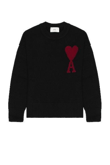 ami Red ADC Sweater in Black & Red - Black. Size L (also in M). Product Image
