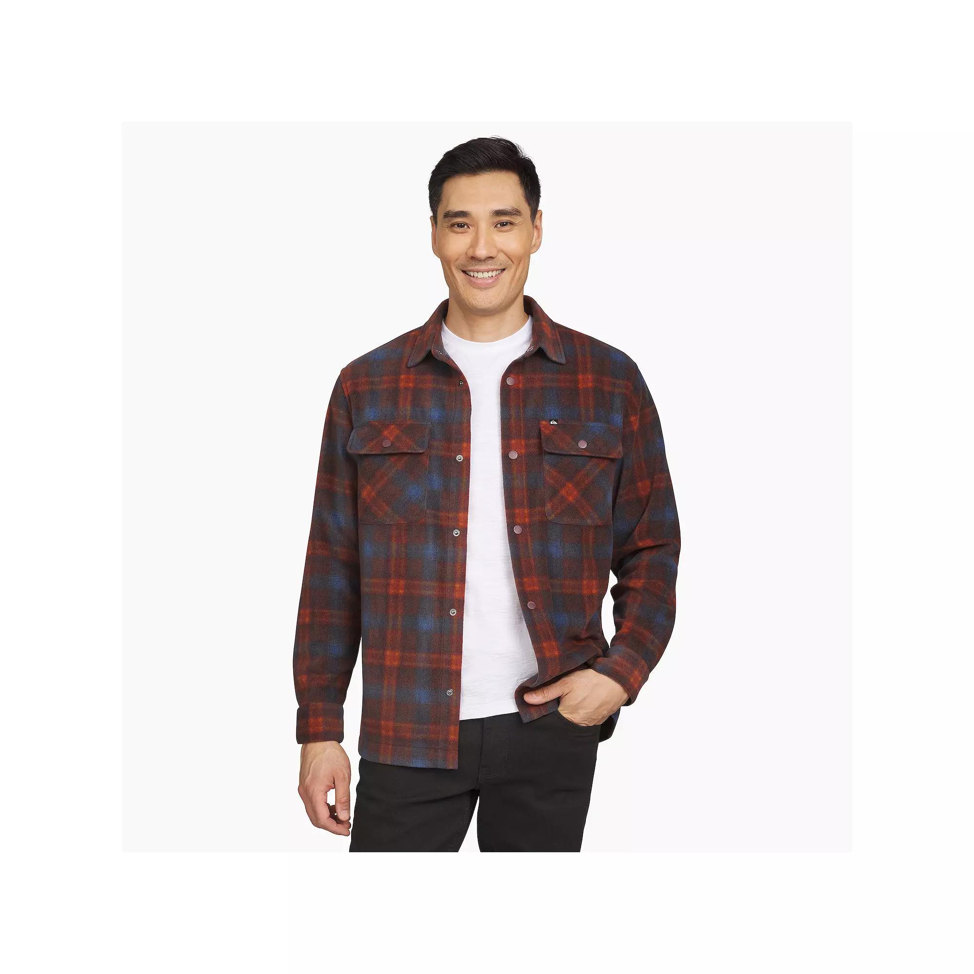 Men's Quiksilver Micro Fleece Long Sleeve Button Down Shirt, Size: Medium, Black Product Image