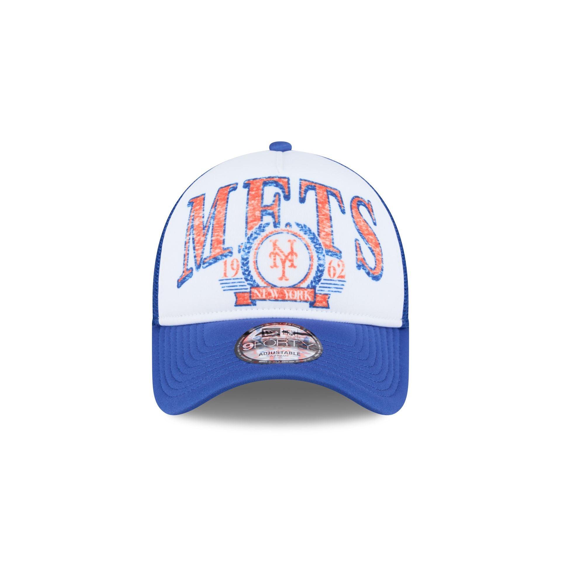 New York Mets Distressed 9FORTY A-Frame Trucker Hat Male Product Image