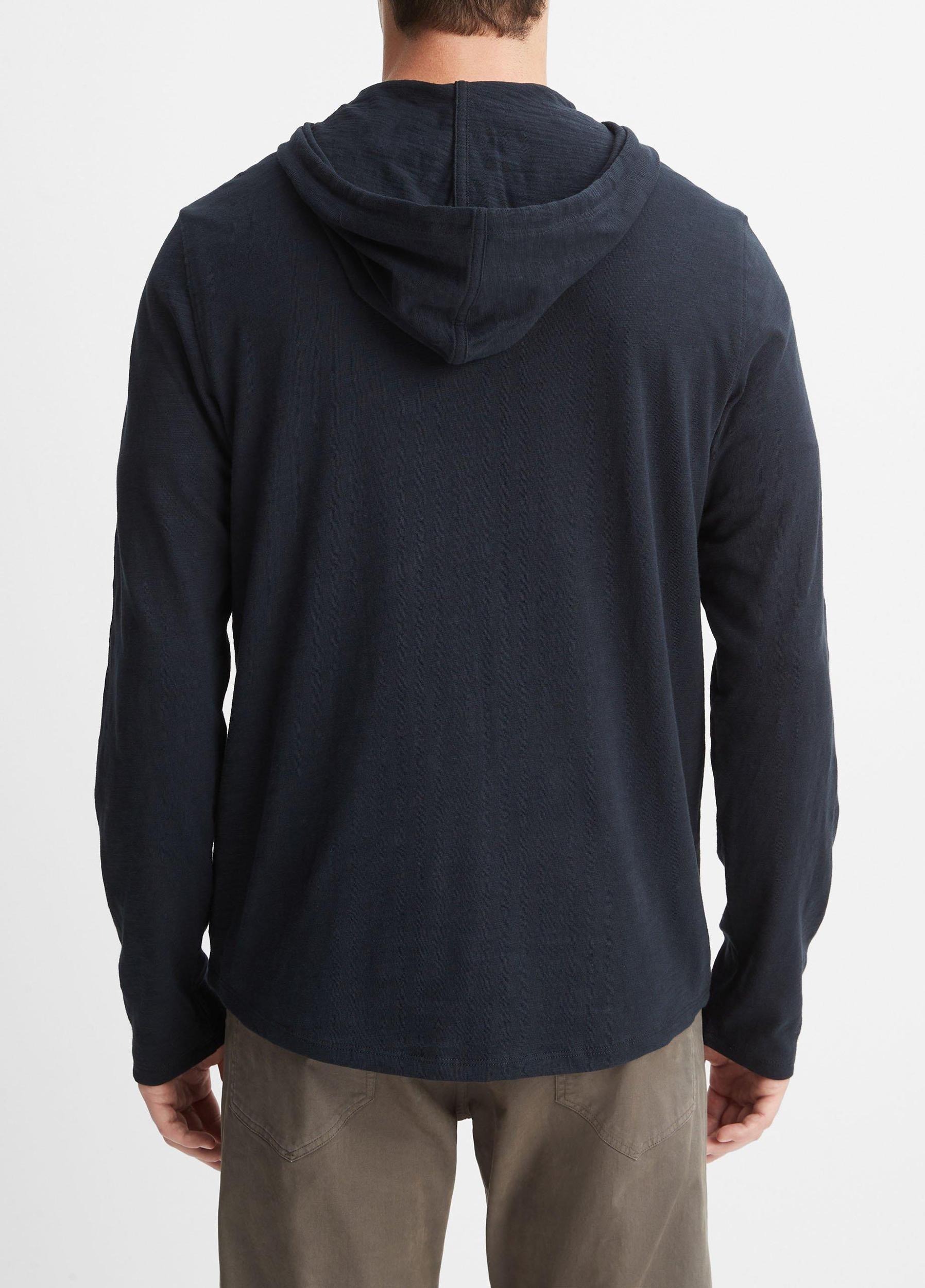 Mens Textured Cotton Hoodie, Coastal Blue, Size L Vince Product Image
