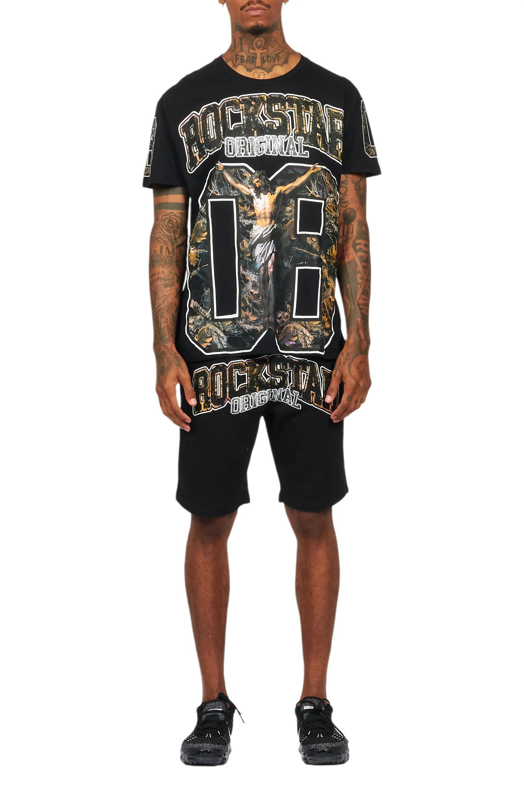 Fields Black Graphic T-Shirt Short Set Male Product Image