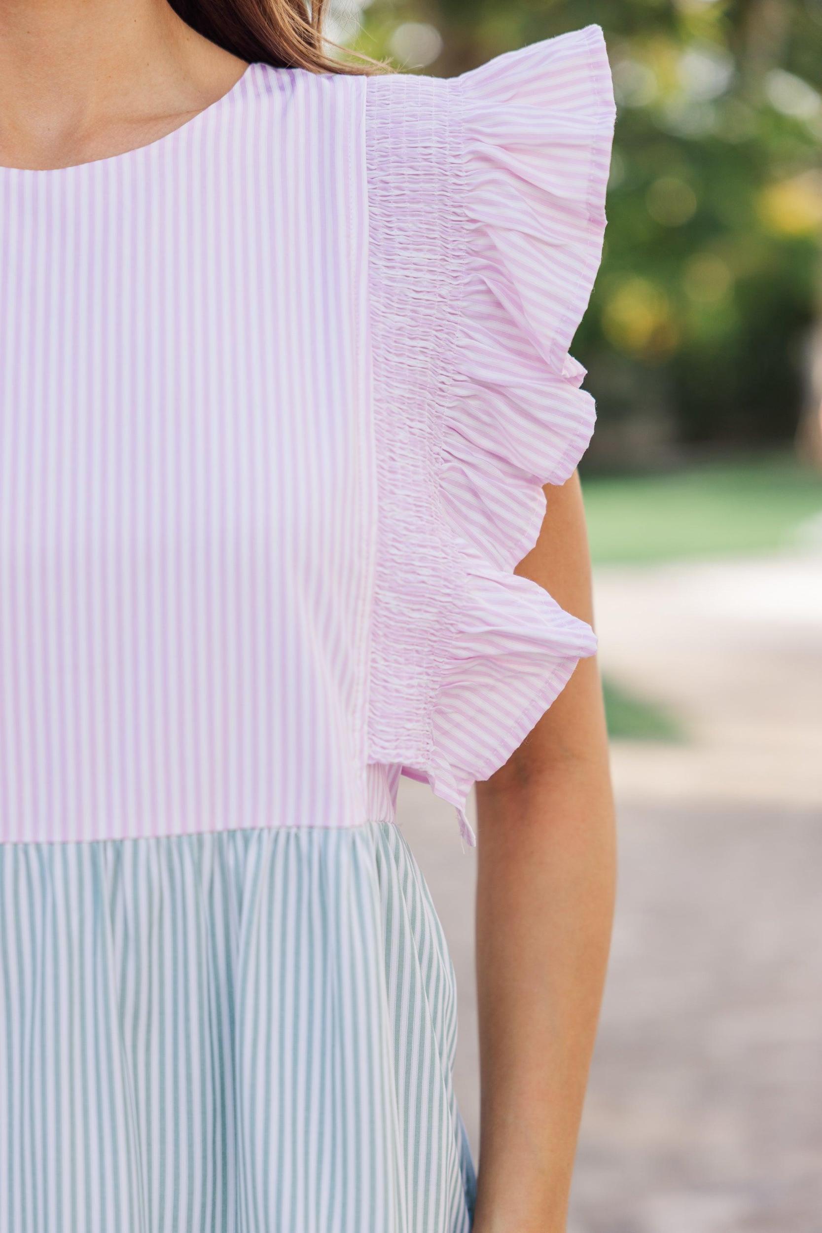 Live The Life Pink Striped Midi Dress Female Product Image