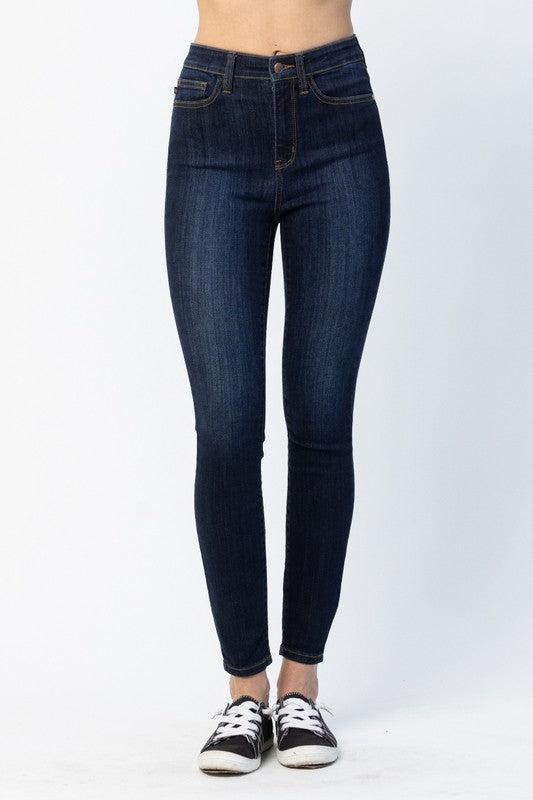 82409   Honey Hi-Rise Nondistressed Dark Skinny Judy Blue Jeans Product Image