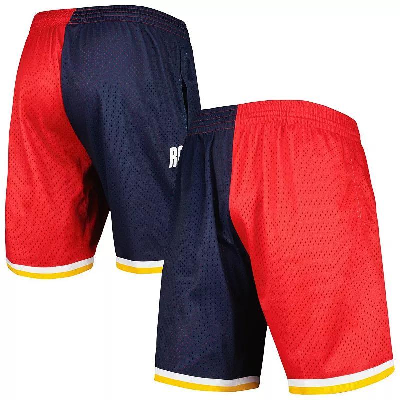 Men's Mitchell & Ness Navy/Red Houston Rockets Hardwood Classics 1993 Split Swingman Shorts, Size: Small, Blue Product Image