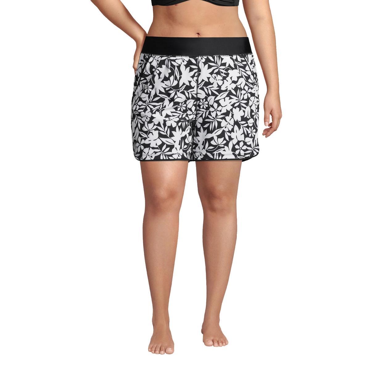 Petite Lands' End 5" Quick Dry Elastic Waist Board Shorts Swim Cover-up, Women's, Size: 12 Petite, Deep  Blue Product Image