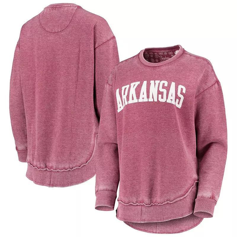 Women's Pressbox Cardinal Arkansas Razorbacks Vintage Wash Pullover Sweatshirt, Size: Large, Red Product Image