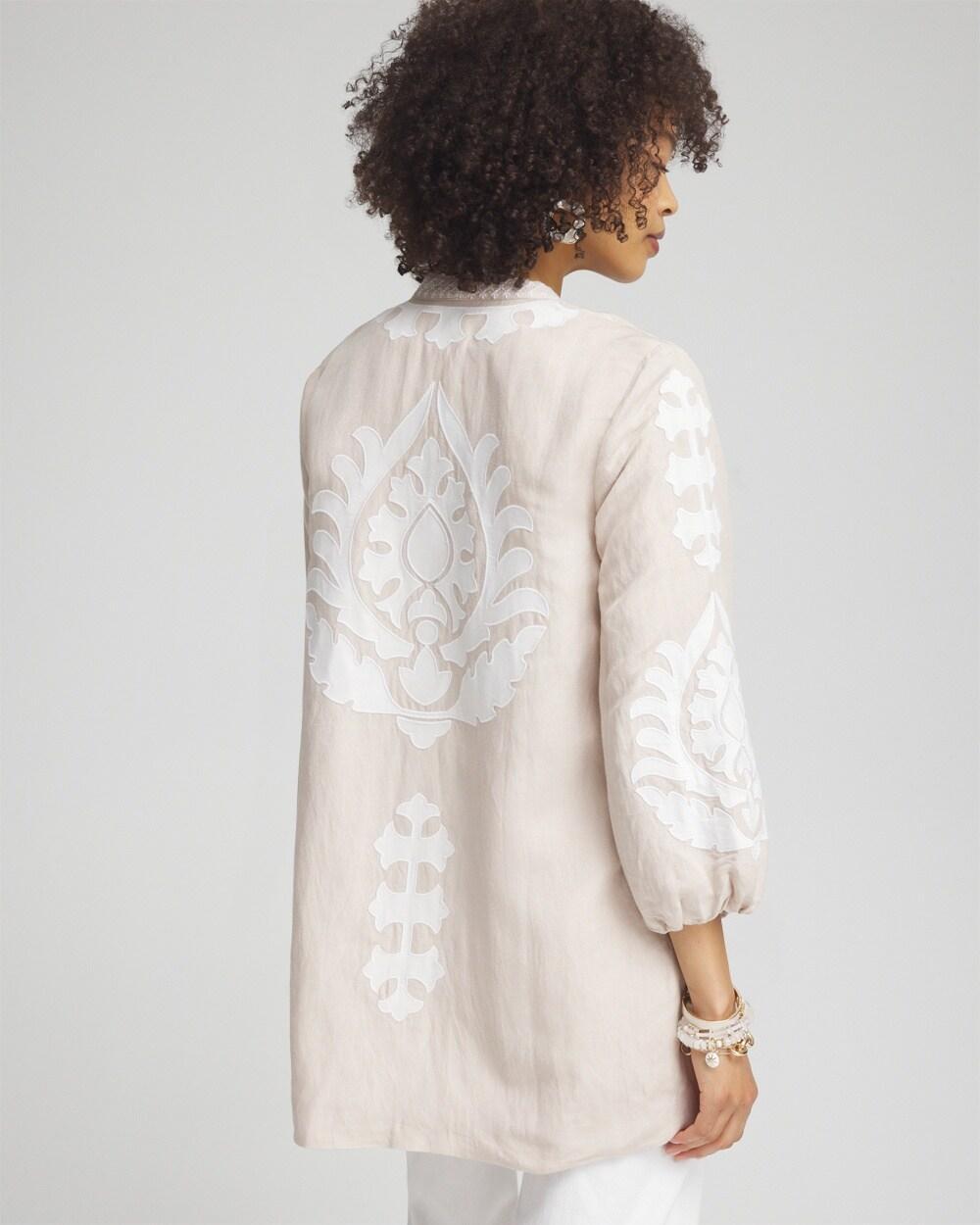 Embroidered Linen Blend Topper Product Image