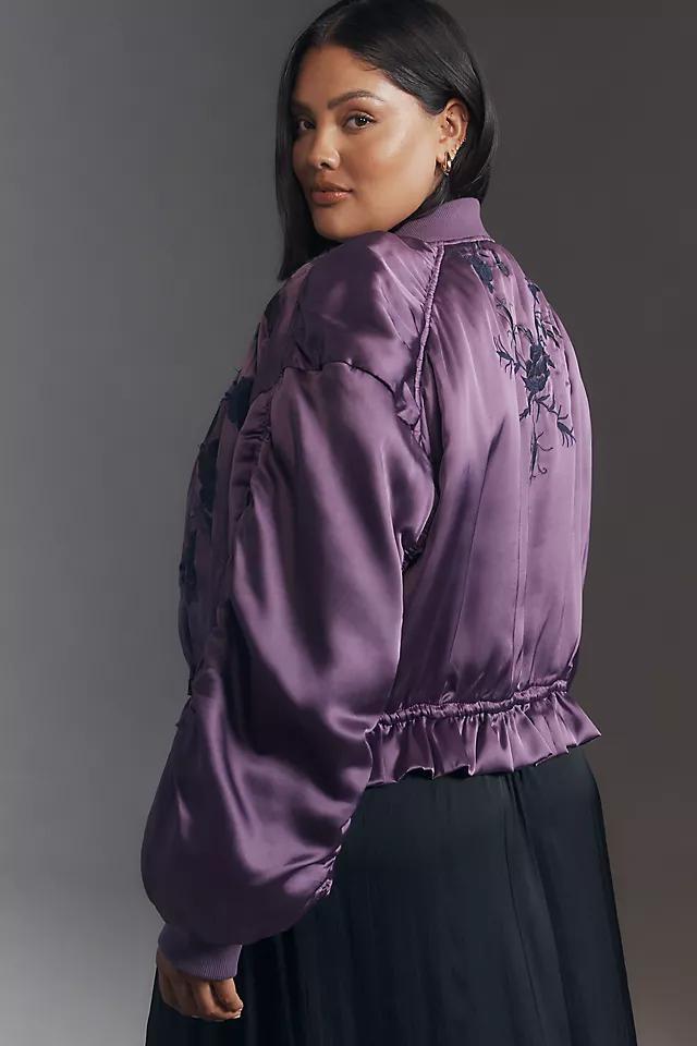 By Anthropologie Satin Embroidered Jacket Product Image