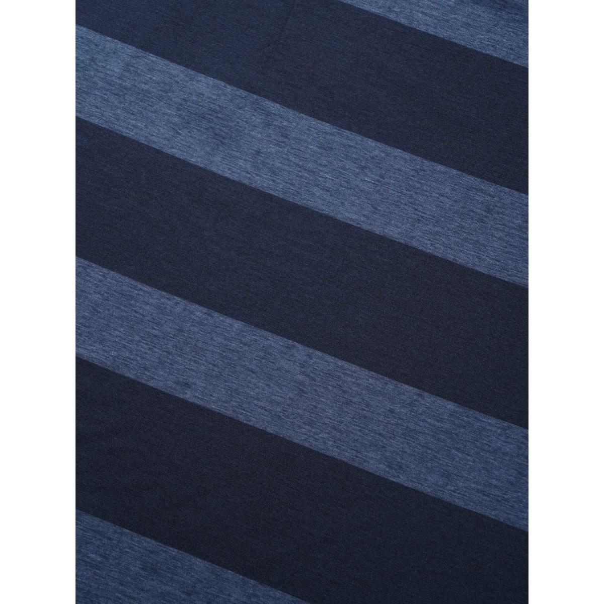 Plus Size V Neck Striped Patched Pocket T-shirt Indigo Women Casual Non Striped V-neck Everyday T-shirts BloomChic 26/4X Product Image