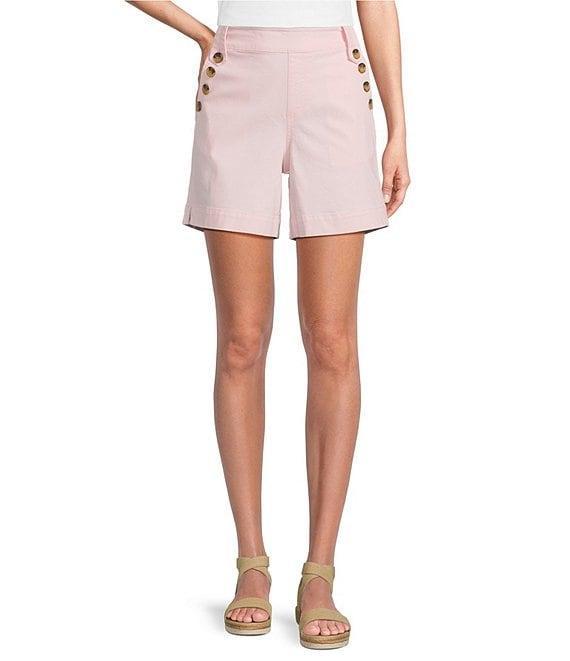 Westbound Petite Size Pull-On Button Embellished Marina Shorts Product Image