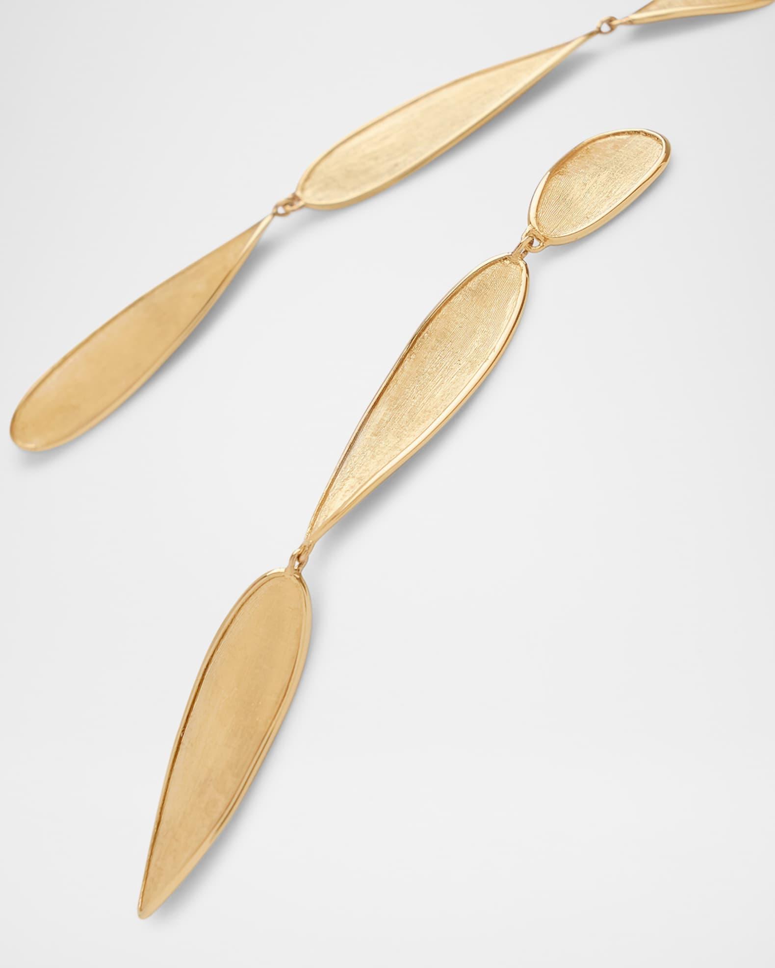 18K Yellow Gold Lunaria Twist Triple Drop Earrings Product Image