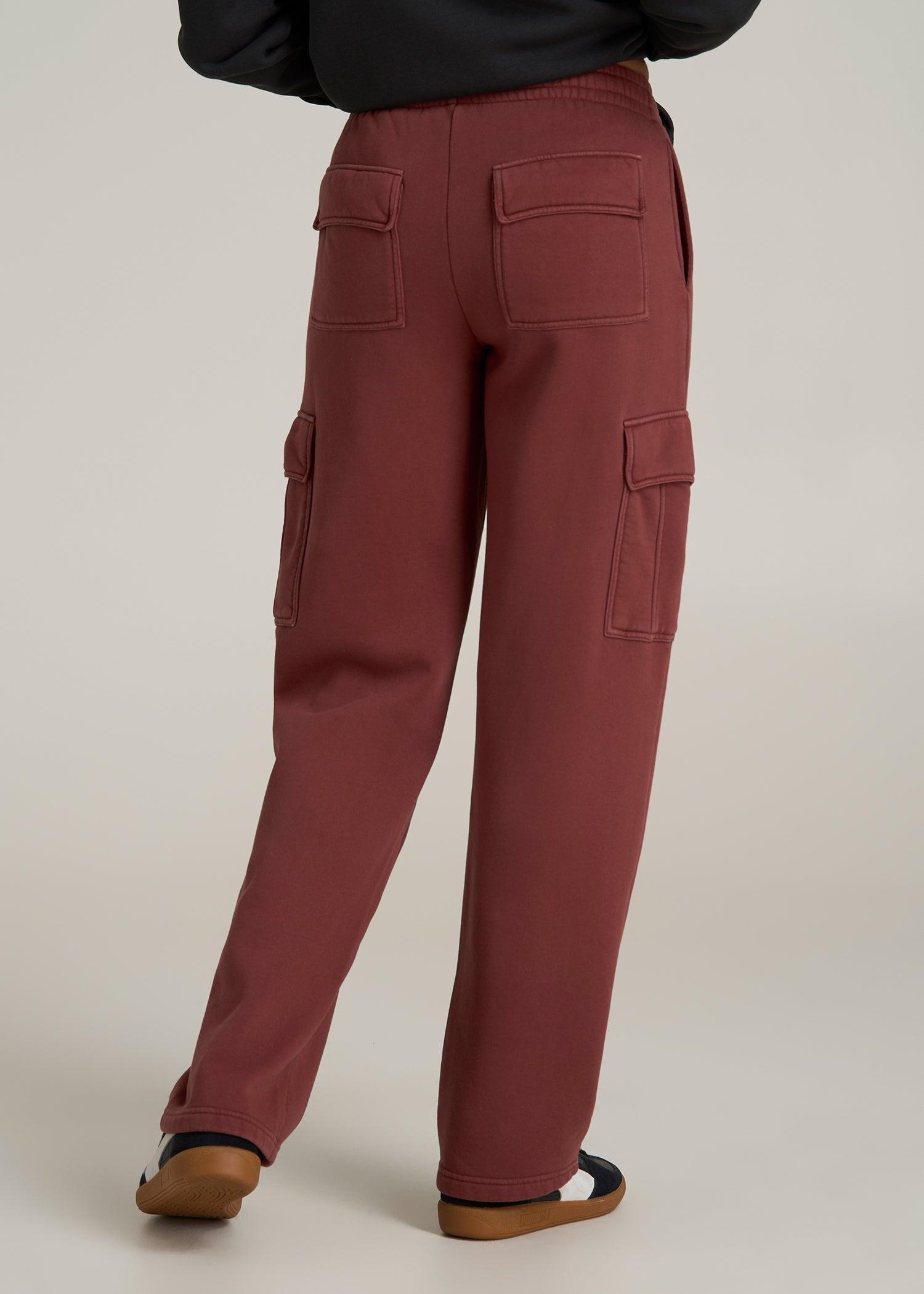 Mid Rise Cargo Fleece Sweatpants for Tall Women in Intense Rust Product Image