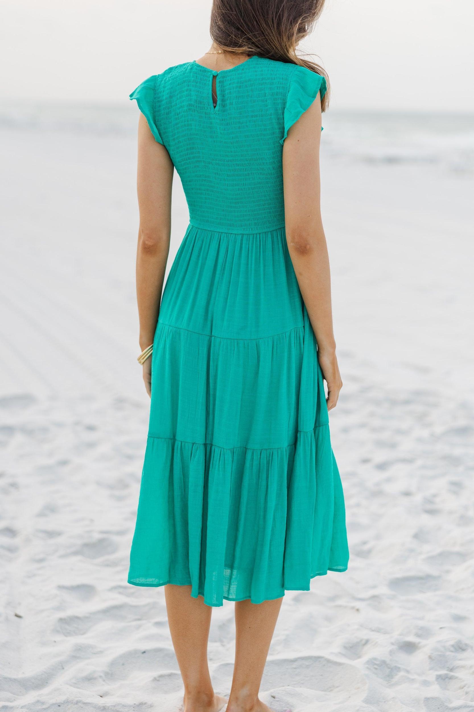Learn From The Best Emerald Green Smocked Dress Female Product Image