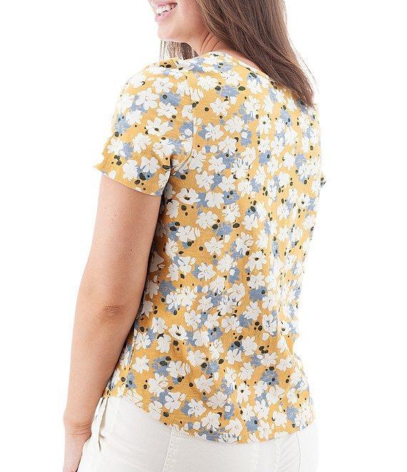 Aventura Kenley Floral Organic Cotton Slub Knit Jersey Scoop Neck Tee Product Image
