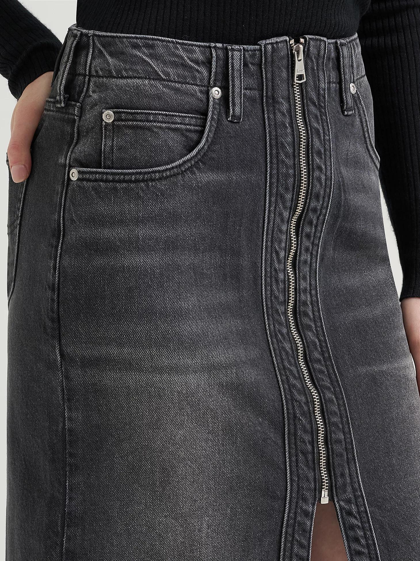 Women's High Rise Zip Front Denim Midi Skirt | Women's Skirts & Dresses | Lee® Product Image