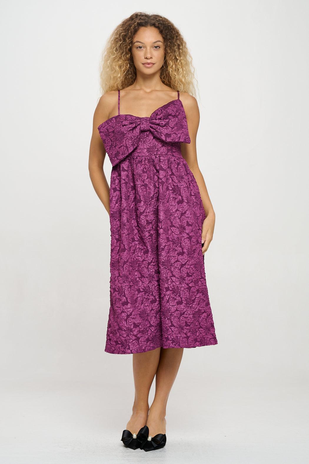Violet Jacquard Bow Dress Product Image