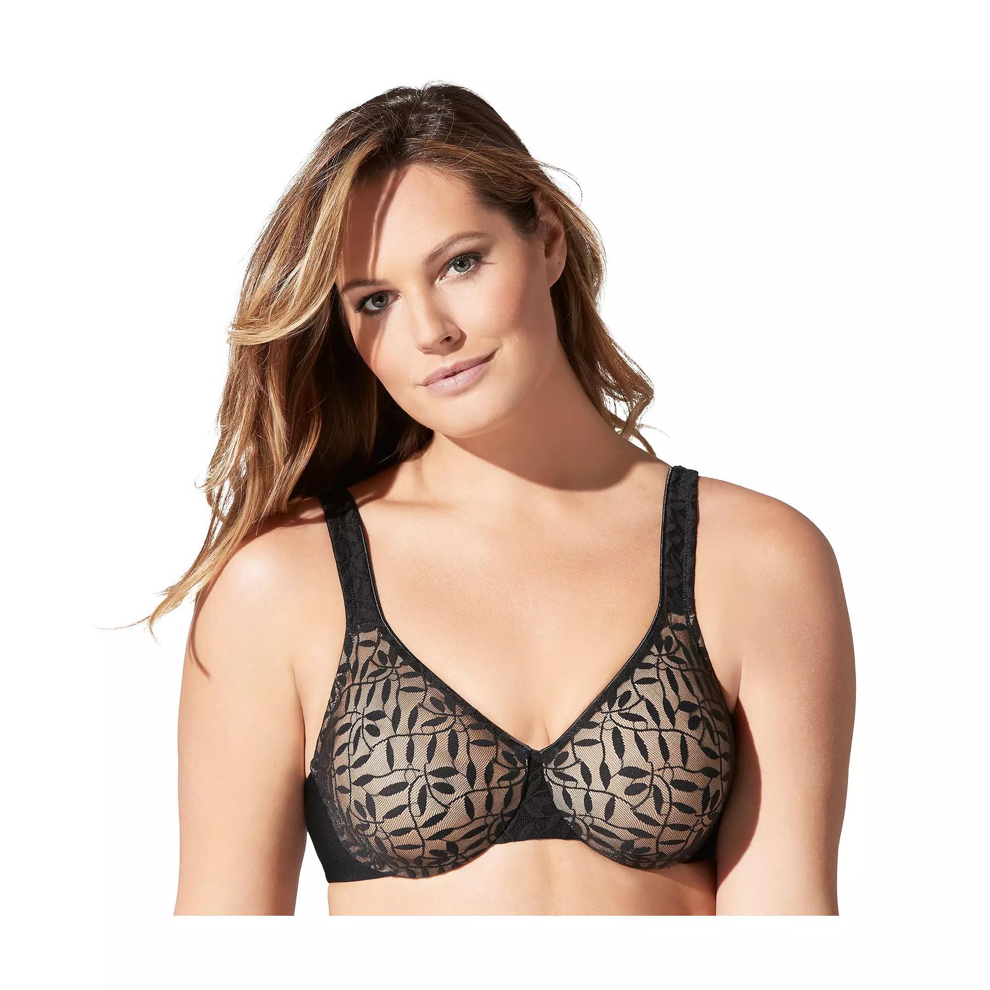 Olga® by Warner's® Sheer Leaves Lace Full-Figure Full-Coverage Minimizer Bra 35519, Women's, Size: 42 Dd, Butterscotch Product Image
