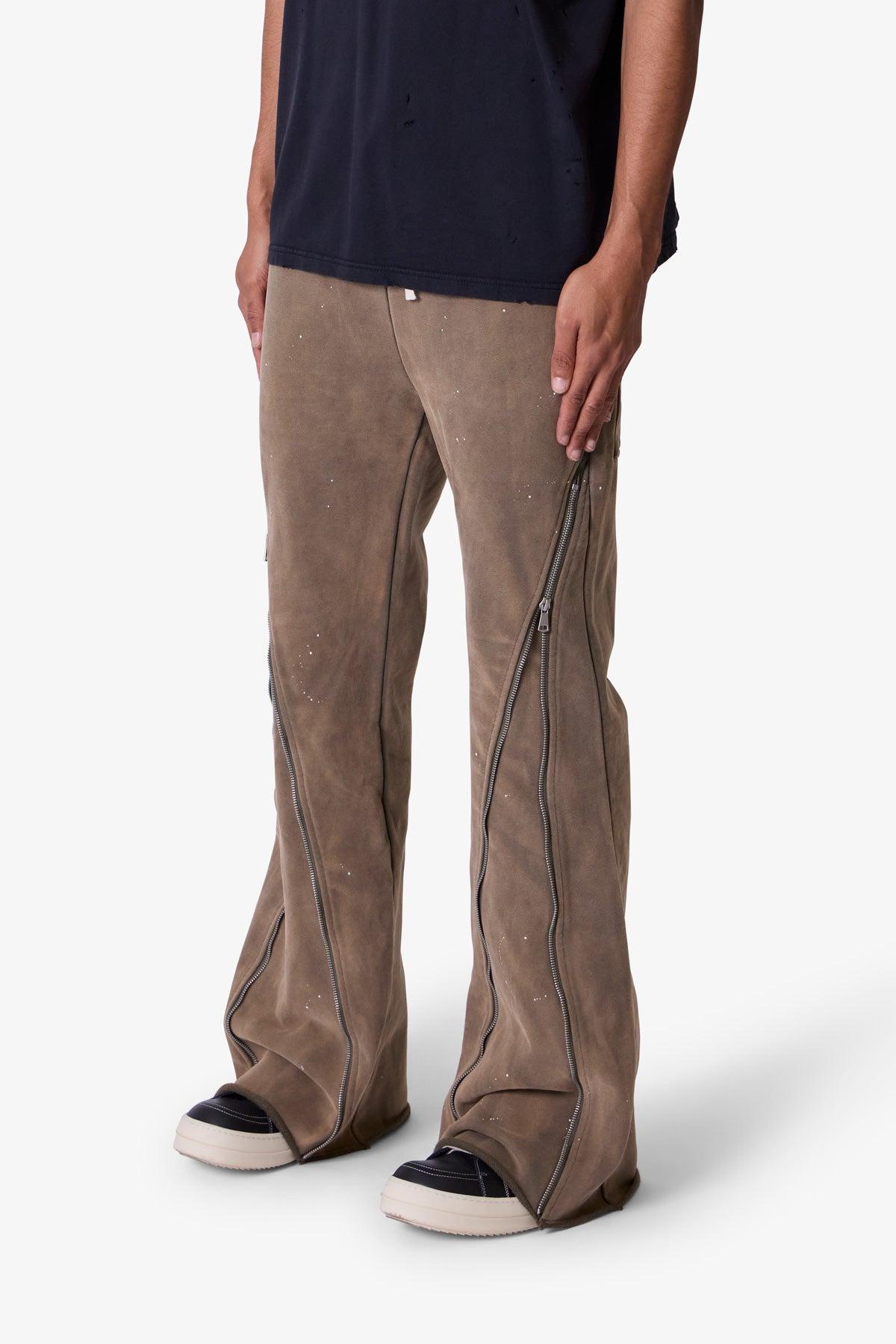 Zipper Flare Sweatpants - Olive Product Image