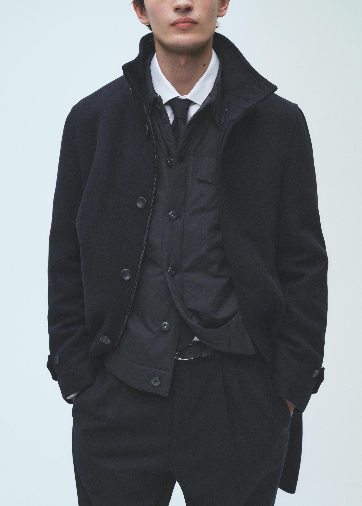 Quilted wool inner coat - Men | MANGO USA Product Image