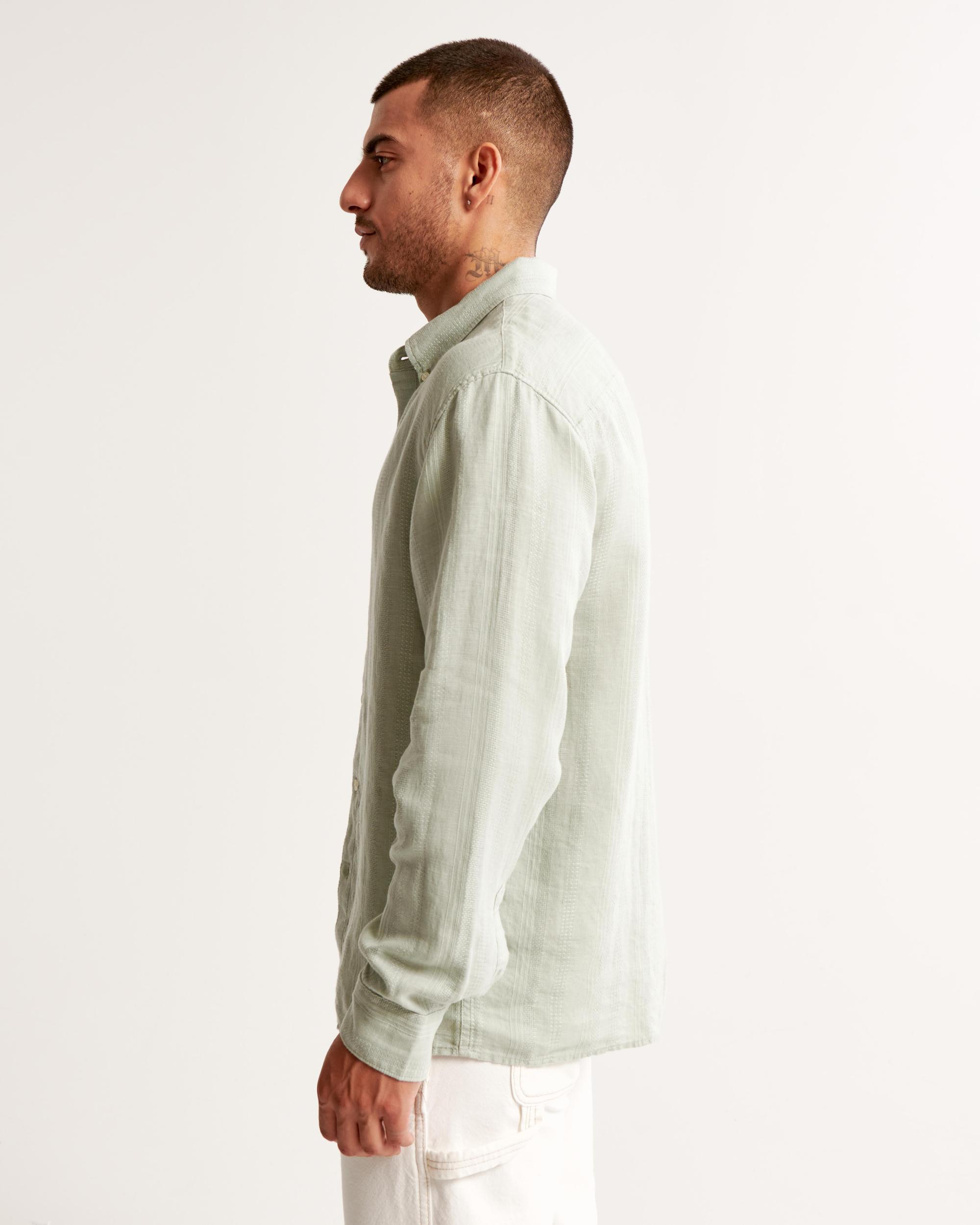 Summer Linen-Blend Button-Up Shirt Product Image