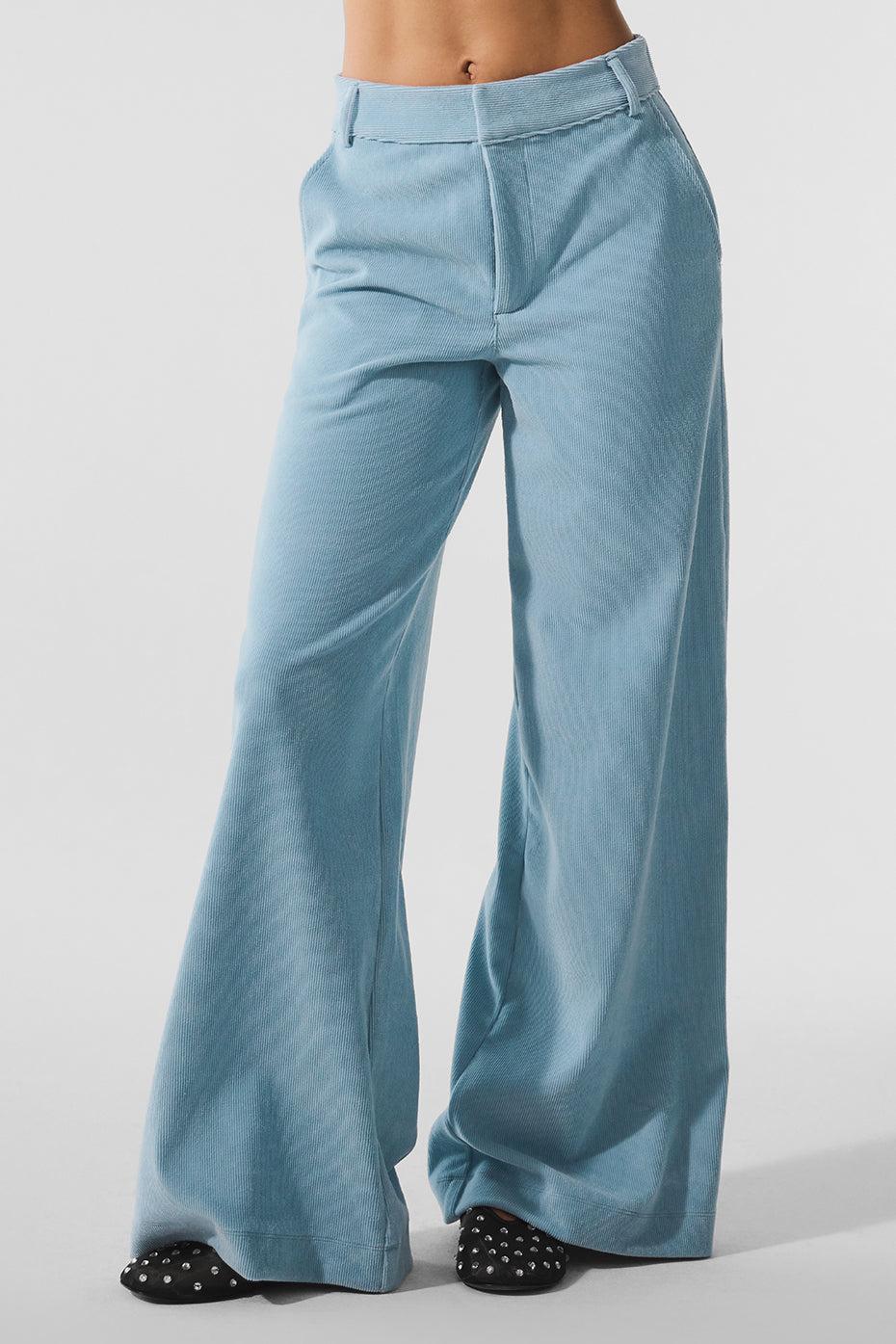 Micro Corduroy Mid-Rise Dreamer Wide Leg Trouser - Celestial Blue Product Image