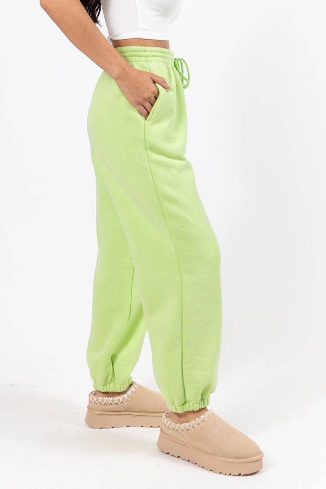 Run It By Me Lime Fleece Joggers SALE Product Image