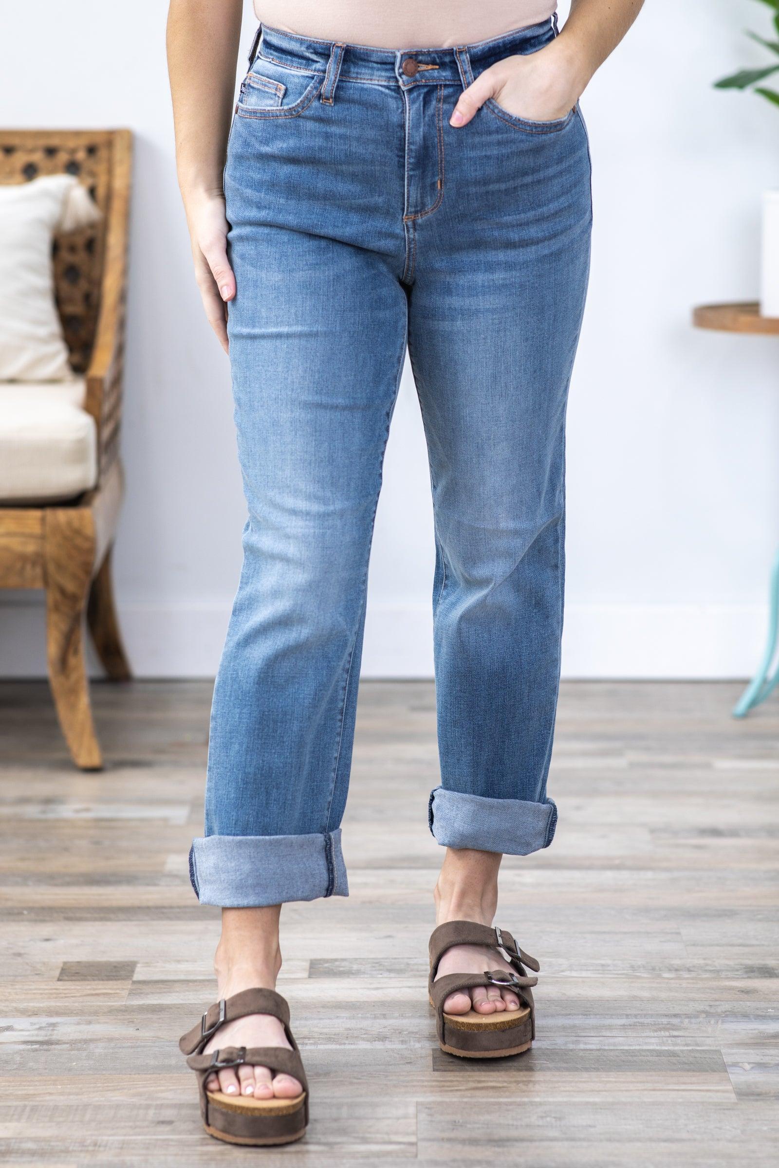 Judy Blue Work It Med Wash Straight Leg Jeans Product Image