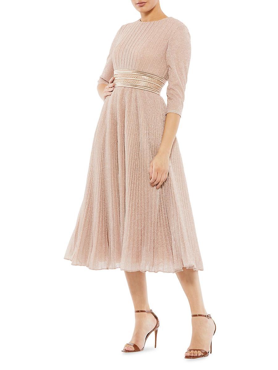 Mac Duggal Crew Neck 34 Sleeve Pleated A Product Image