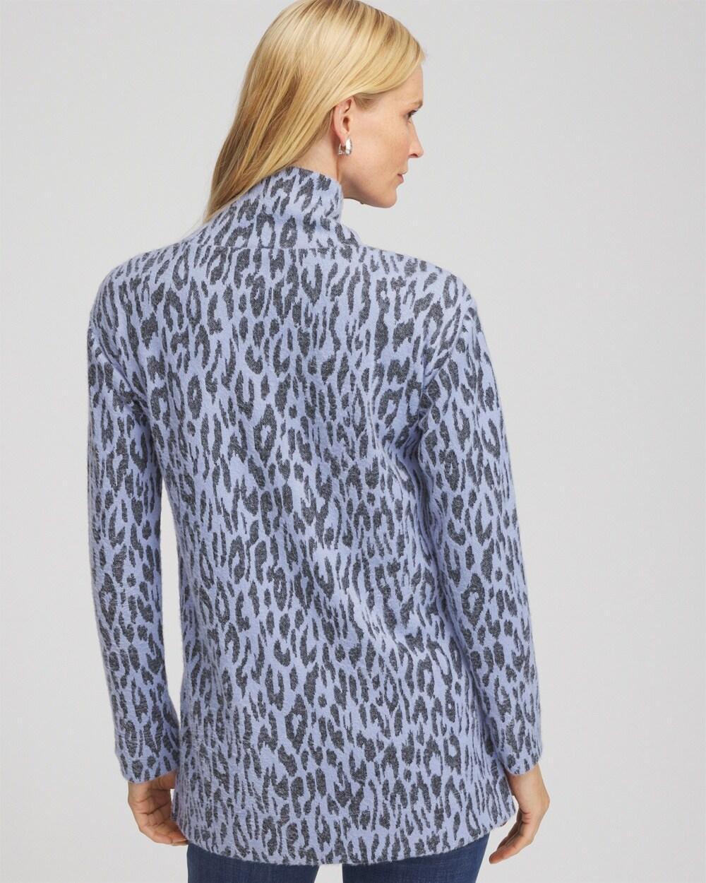 Jacquard Animal Print Mock Neck Pullover Tunic Product Image