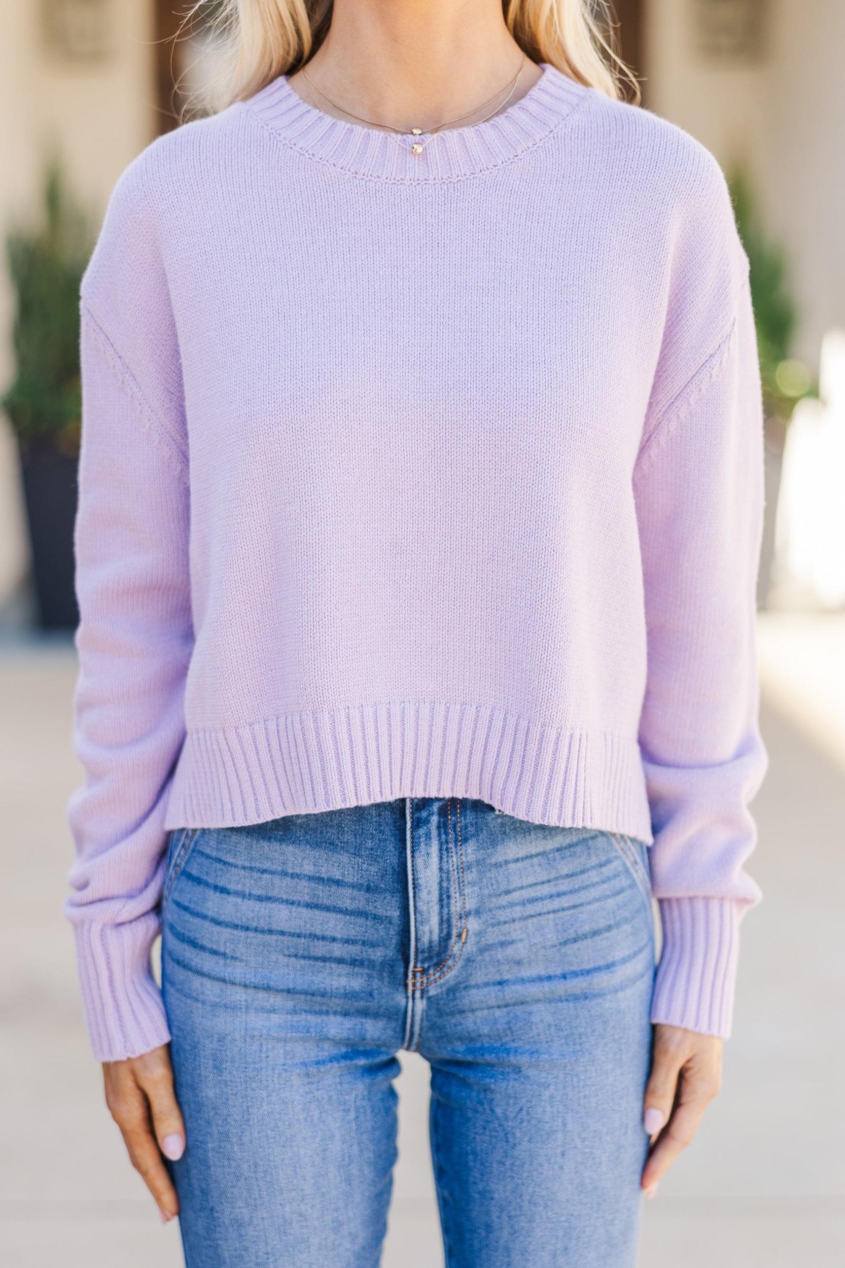 Lucky You Lavender Purple Cropped Sweater Female Product Image