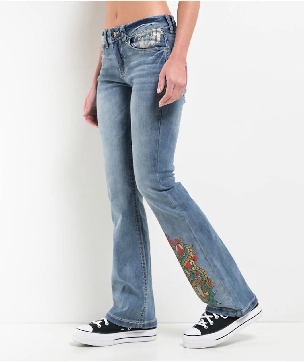 Ninth Hall Alyssia Printed Selfie Mid Rise Flare Jeans Product Image