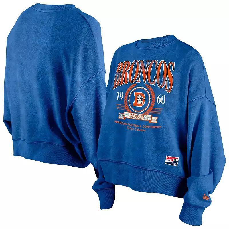 Women's New Era Royal Denver Broncos Throwback Boxy Sweatshirt, Size: XL, Blue Product Image