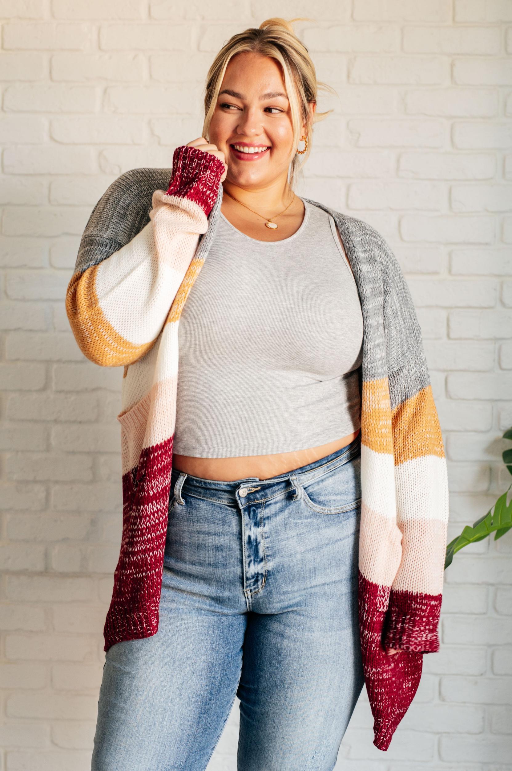 Bring the Warmth Color Block Cardigan Product Image
