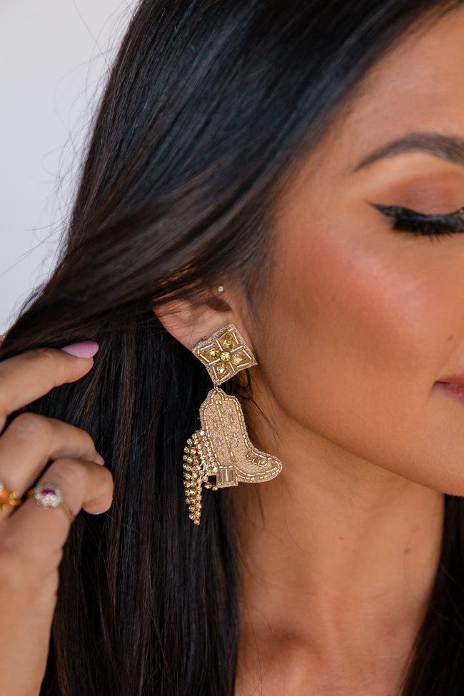 Gold Cowboy Boot Earrings FINAL SALE Product Image