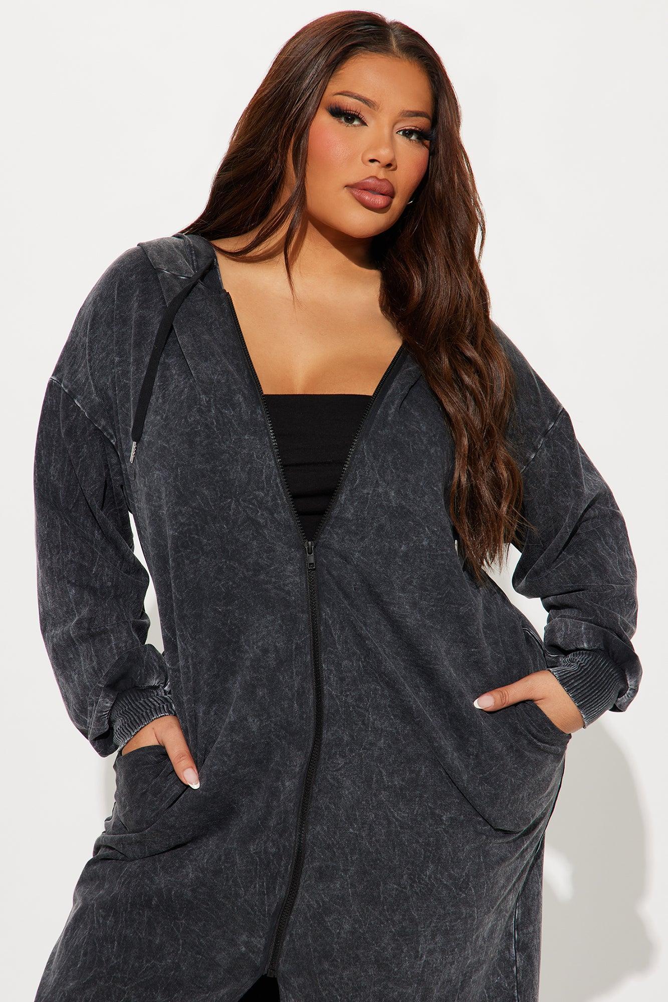 Hannah Hooded Maxi Dress - Black Wash Product Image