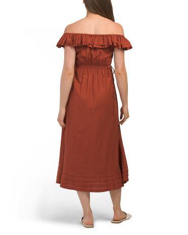 Daria Off The Shoulder Midi Dress With Cut Outs for Women | Cotton/Cotton Product Image