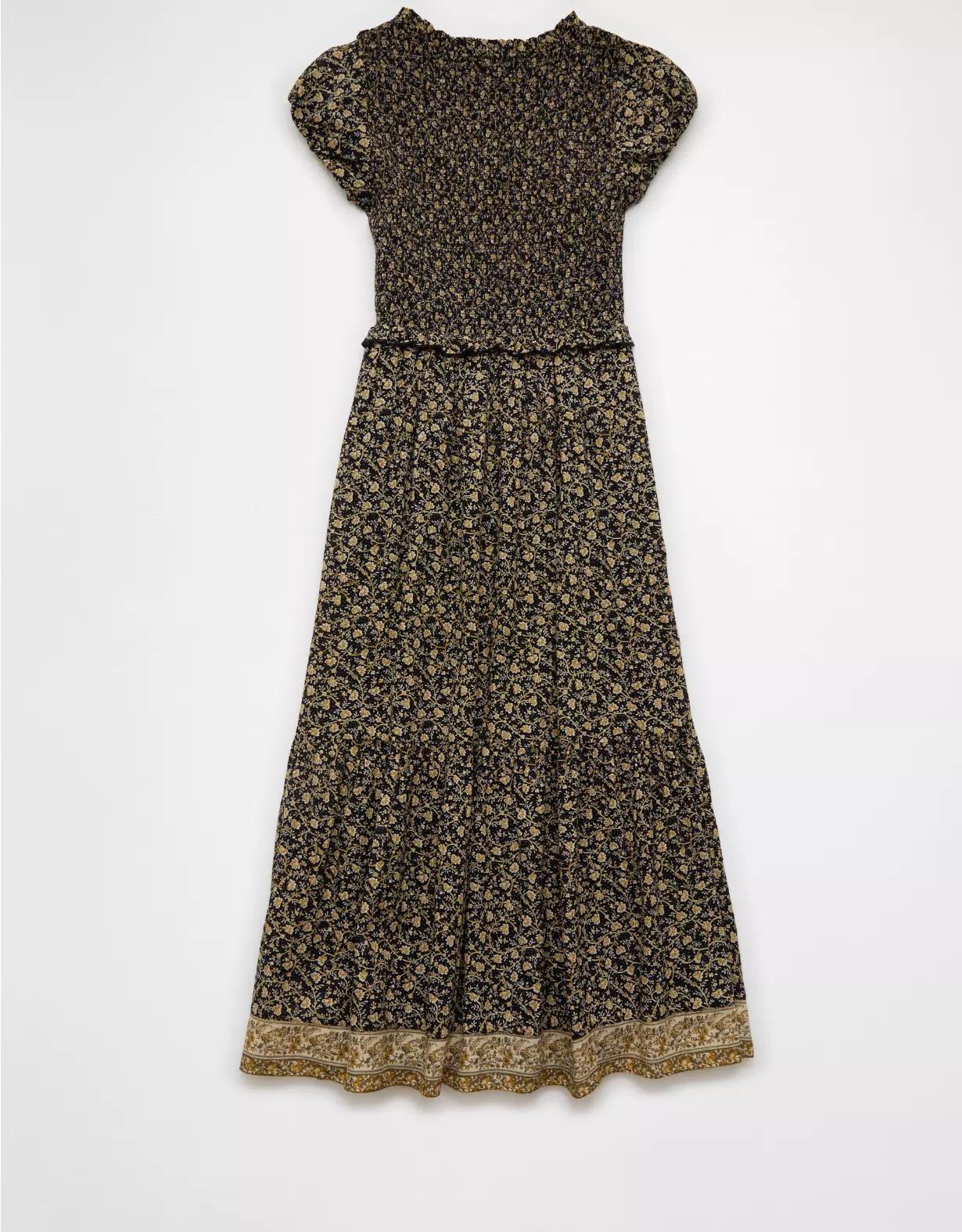AE Scoop Neck Smocked Midi Dress Product Image