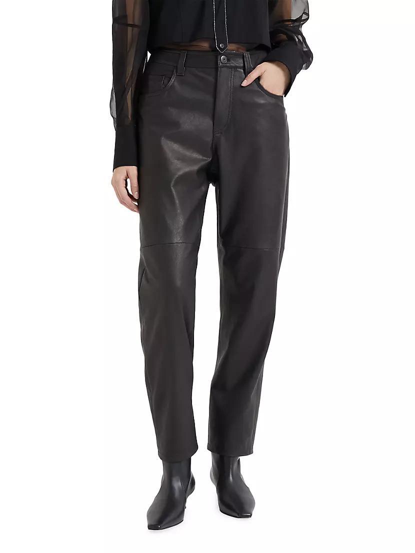 Natural Leather Straight Five Pocket Trousers Product Image