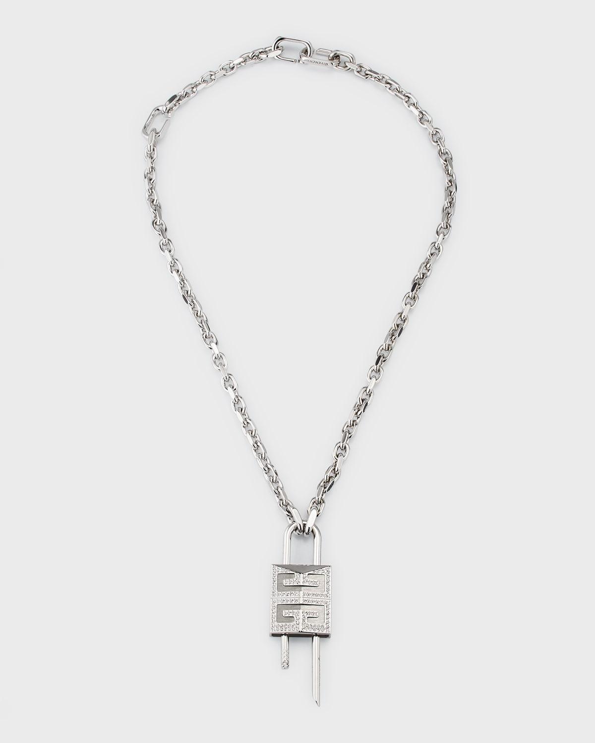 Mens 4G Crystal Lock Pendant Necklace Product Image