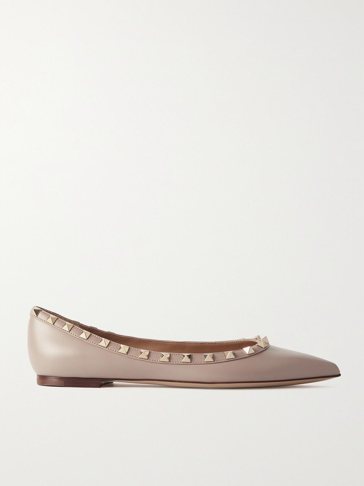VALENTINO GARAVANI Rockstud Leather Flat In Pink Product Image