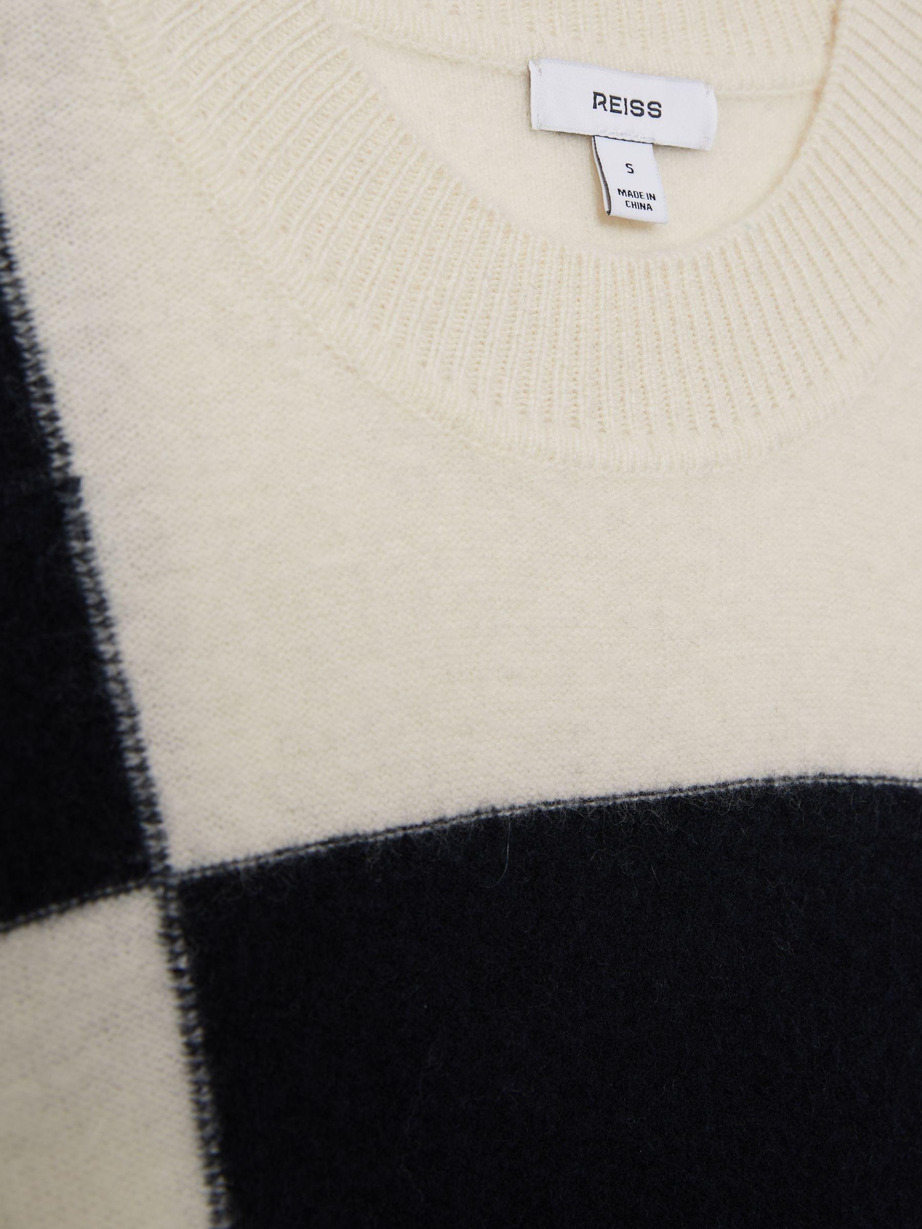 Wool-Cashmere Check-Intarsia Jumper in Black/White Product Image