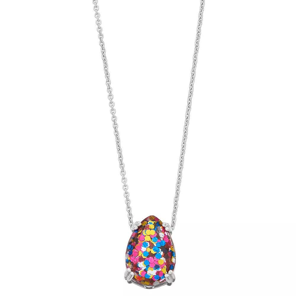 Aleure Precioso Glitter Pear Pendant Necklace, Women's, Size: 18", Silver Tone Product Image