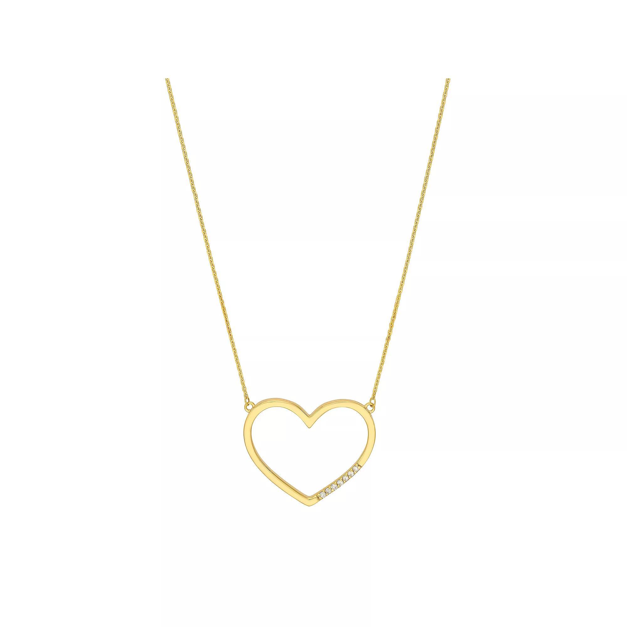 14k Gold Diamond Accent Open Heart Adjustable Necklace, Women's, Size: 18" Product Image