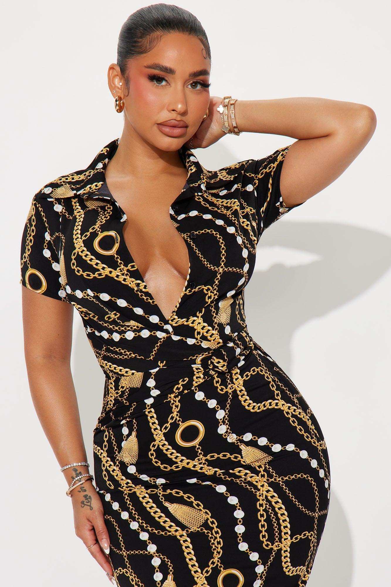 Break the Chain Ankle Maxi Dress - Black/combo Product Image