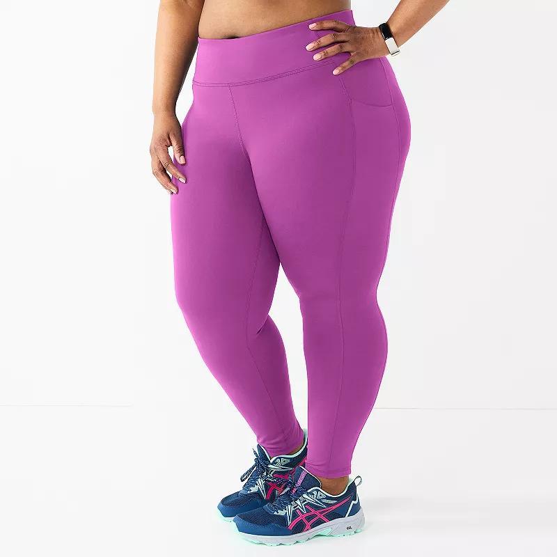 Plus Size Tek Gear® Ultrastretch High-Waisted Side Pocket 7/8 Leggings, Women's, Size: 1XL, Surely Red Product Image