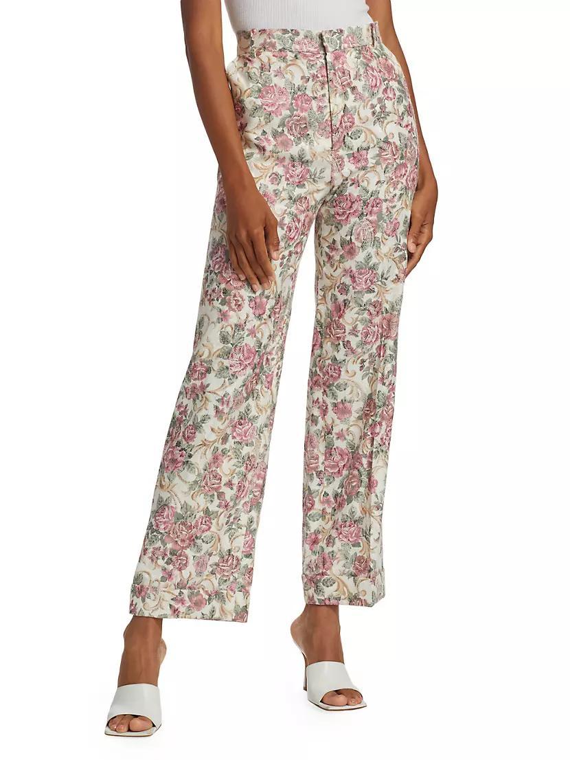 Kingston Floral Jacquard Wide-Leg Pants Product Image