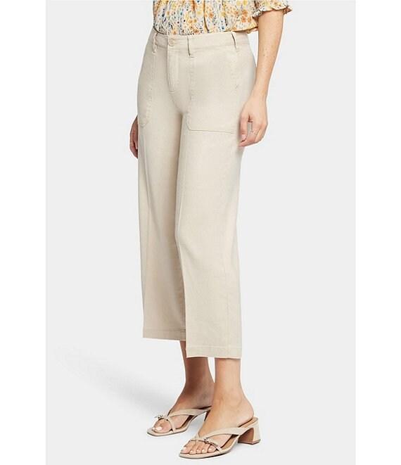 NYDJ Stretch Linen Blend High Rise Wide Leg Cargo Capri Pants Product Image