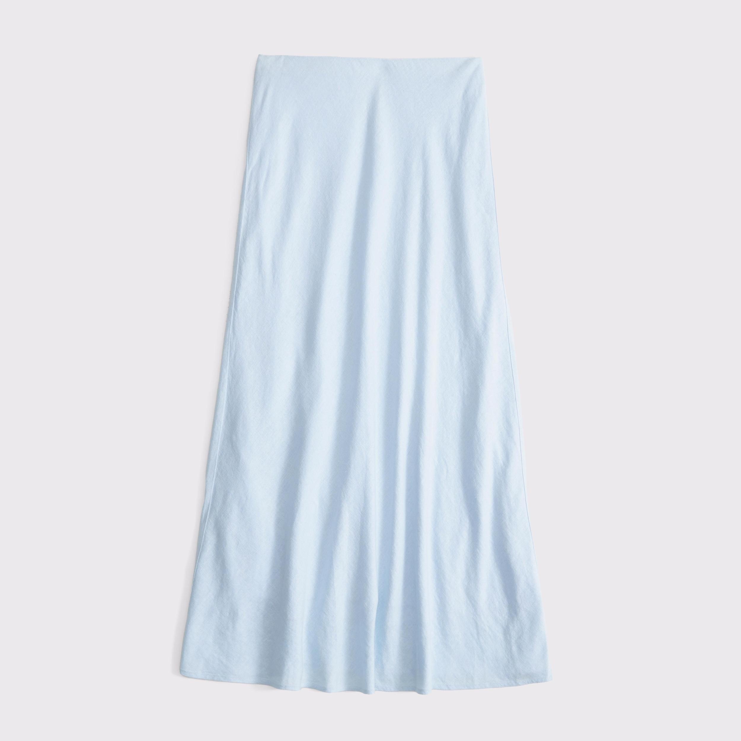 Mid Rise Linen-Blend Maxi Skirt Product Image